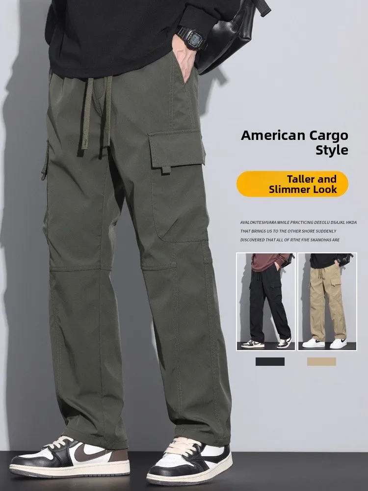 

Мужские рабочие брюки в стиле американского десантника, весна-осень, свободные, прямые, повседневные, для активного отдыха, в стиле милитари, однотонные, для альпинизма