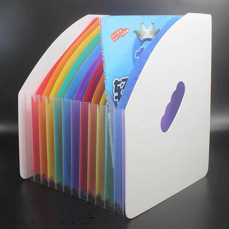 A4 File Folder Desktop Erectable Expanding A4 Document Organizer 13 Pockets Multilayer Rainbow Solid For A4 Paper Notebook