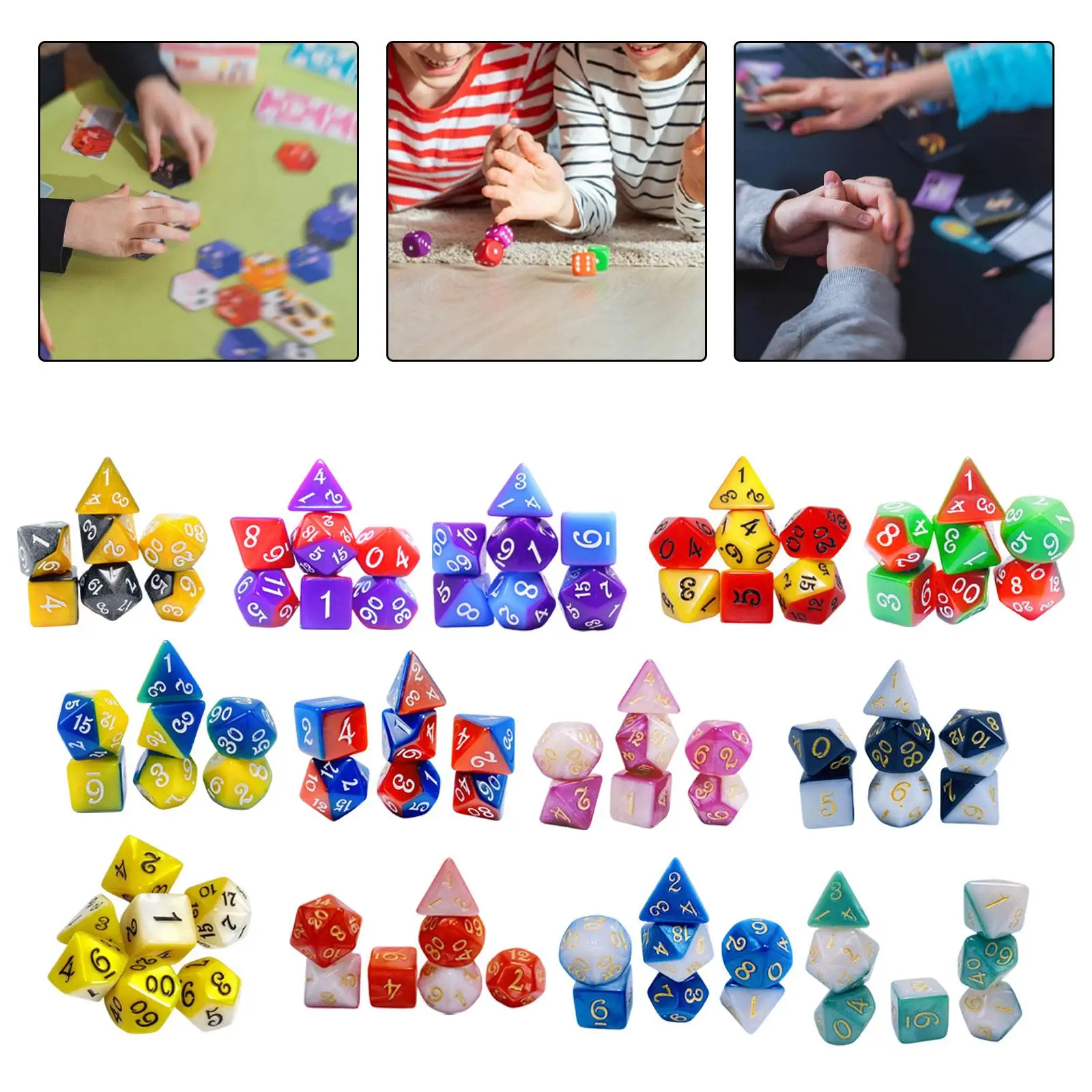 

7 Pieces Multi Sided Game Dices, Dice Set, Game Dices Set, Polyhedral Dices for