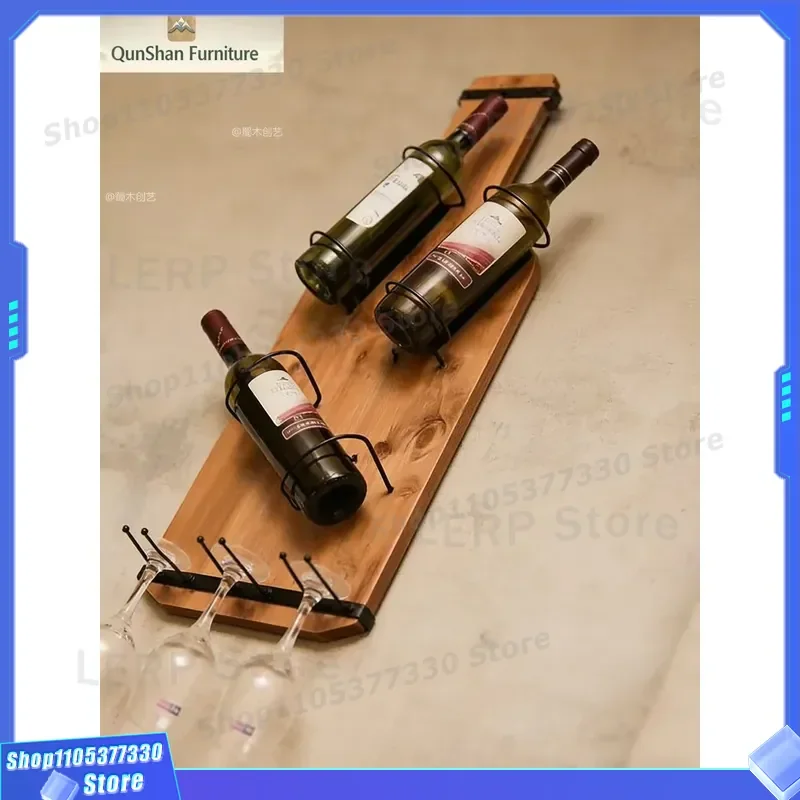 Retro Wall Mounted Wine Rack Solid Wood Antique Style Bottle Holder for Home Decor Kitchen Storage Display Shelf Furniture