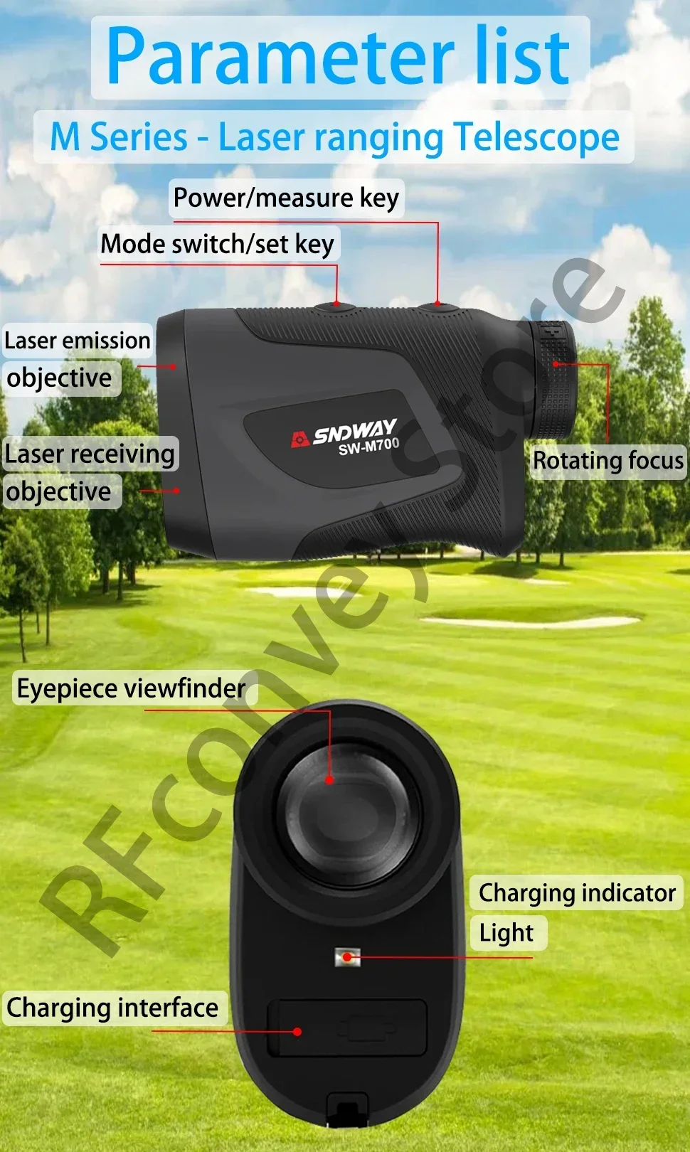2026 SW-M500/700/1000 Golf-Laser-Entfernungsmesser mit wiederaufladbarem Akku, Steigungsmessung und Flaggen-Pole-Lock-Vibration für Golf – Detail 14