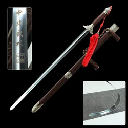 Traditional Chinese Taiji Sword For Wushu Practice Kungfu Swords Stainless Steel Flexible Blade Rosewood Saya Handle No Sharp