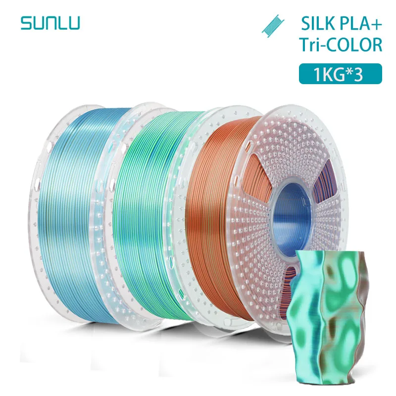 SUNLU 3KG ZIJDE / Dual / Triple / Vier kleuren 3D-printerfilament 1,75 mm 1000 g spoel (2,2 lbs) Netjes filament Geschikt voor de meeste FDM-printers