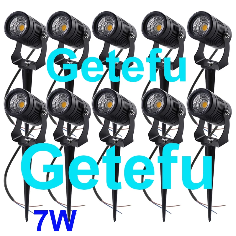Getefu 10 Piece LED Garden Spike Light Black 7