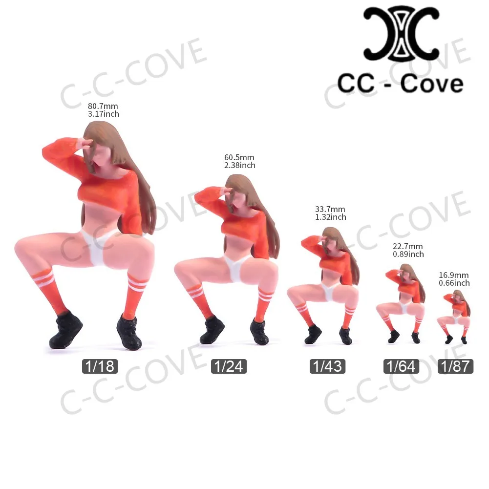 Painted Miniatures 1/18 1/24 1/43 1/64 1/87 Sexy Brown Haired Beauty Sitting With Legs Crossed Figure Model Toys View Decoration