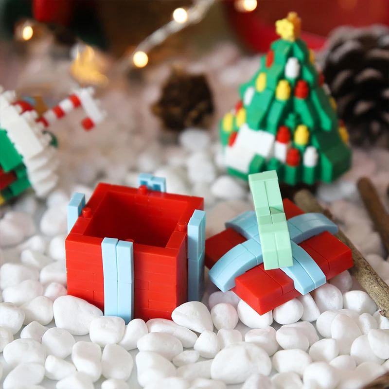 Miniatura Christmas Tree Building Blocks para Crianças, Brinquedos Educativos Montados, Pequenas Partículas, Presentes de Natal