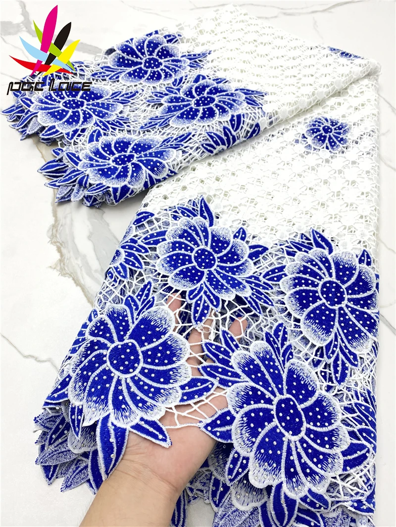 PGC Guipure Cord Lace Fabric 2023 High Quality African Water Soluble Lace Fabric For Nigerian Wedding Party Dress Sew