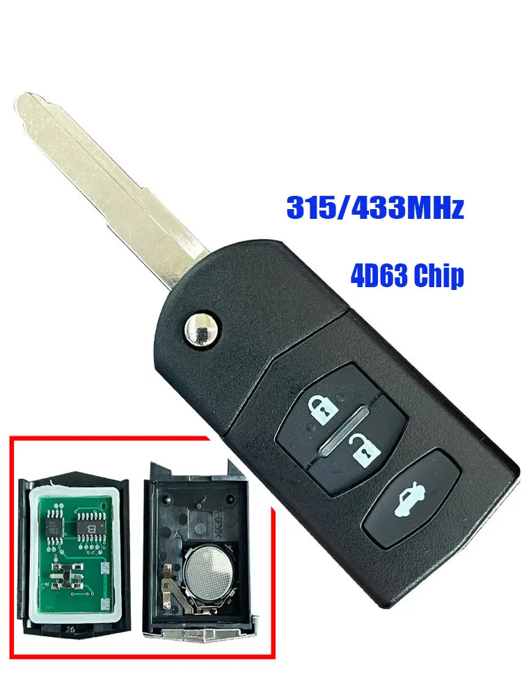 3BTN Flip Car Remote Key Fob For Mazda 5WK43449D /5WK43449E /5WK43449F 433MHz M2 Demio M3 Axela M5 Premacy M6 Atenza
