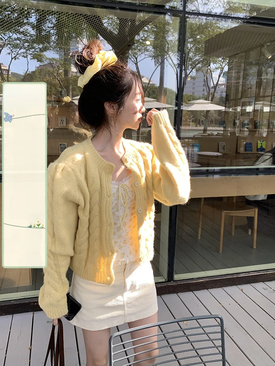 

Sinbounboun Candy Colored Knitted Open Cardigan Women's Sweet Sle Layering Long Sve Loose Fit Spring 2026 Outerwear