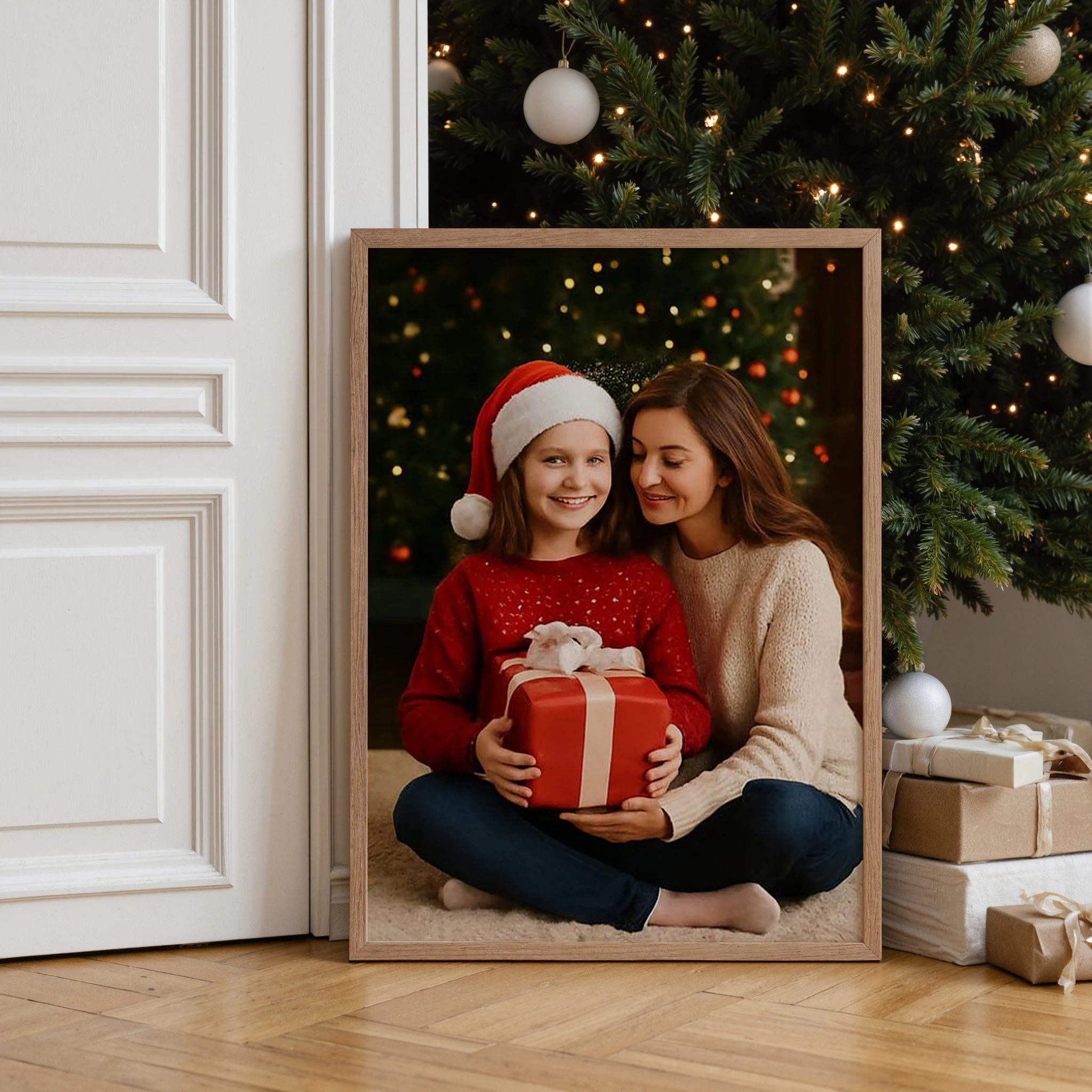 Custom Photo Canvas Print, Personalized Unframed Wall Art for Family, Poster for Christmas Wall Display & Xmas Family Present