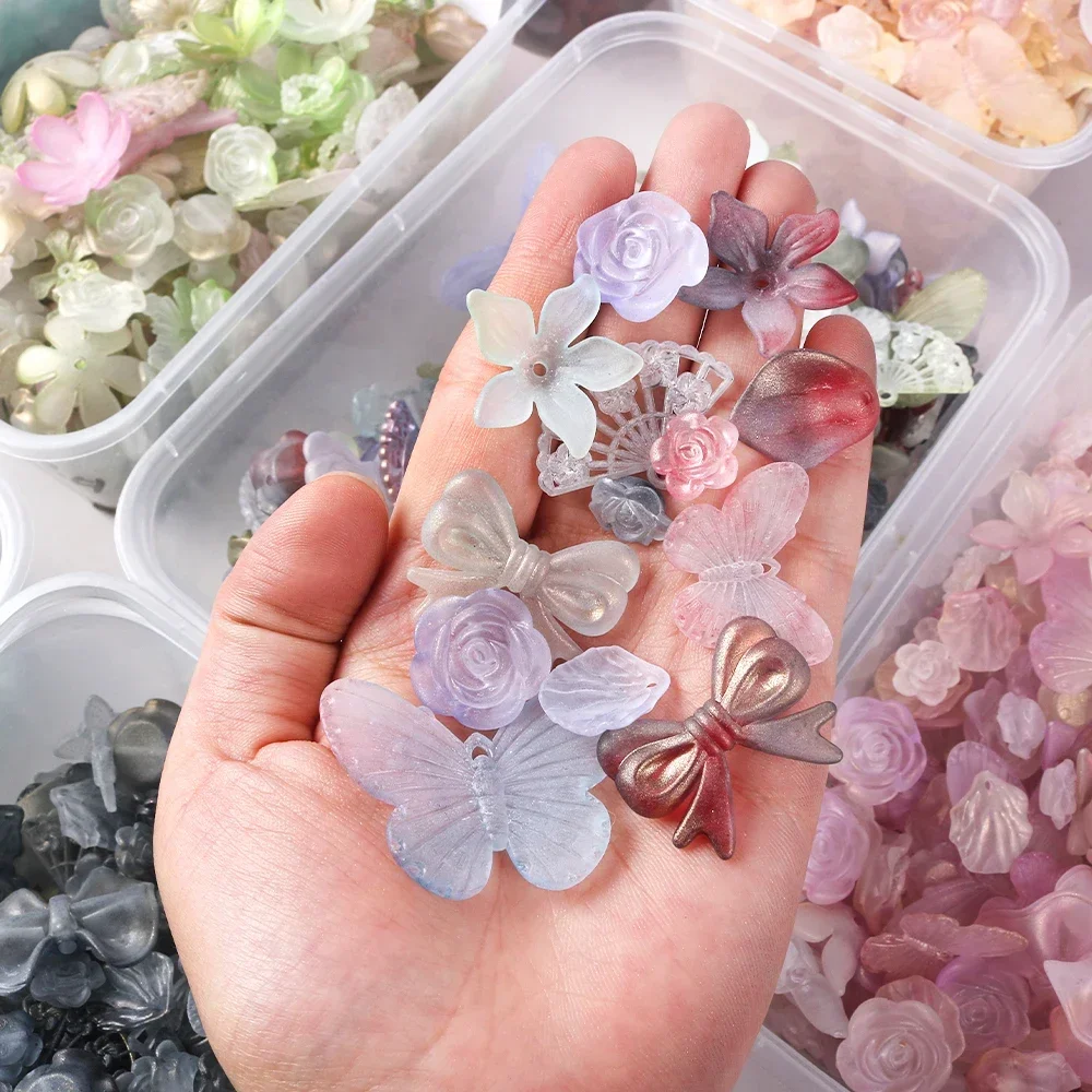 20g Mixed Beads  Leaves Flowers Butterfly Acrylic Beads  For DIY Handmade Bracelet Jewelry Making Accessories