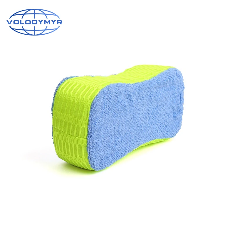 Car Sponge Wheel Cleaner Microfiber Towel Detailing Brush with 8 Shape Shiny Green Edge for Auto Cleaning Carwash Auto Detailing