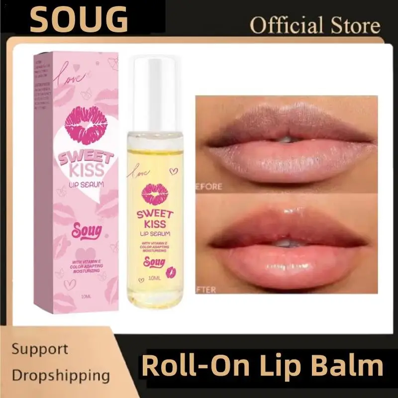 SOUG Roll-On Lip Balm Moisturizing Natural Plumping Lip Oil พร้อมกลิ่นผลไม้สาวเครื่องสําอางสําหรับออกเดทการเดินทาง