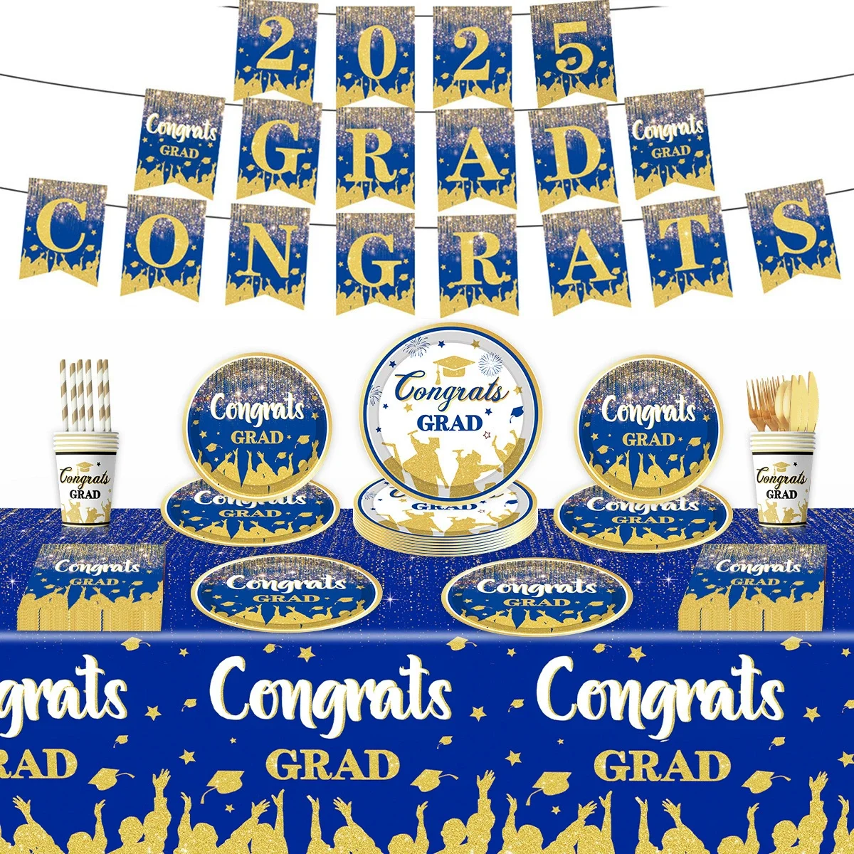 

Congrats Graduation Party Tablecloth Table cover supplies Congrats Grad Tablecloth 2025 Congrats Grad Party decoration Banner