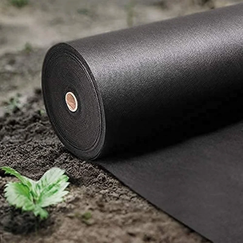 

Heavy-Duty Black Garden Weed Barrier Fabric - Non-Woven Landscape Cloth For Lawn, Yard Beautification & Weed Control, Water Perm