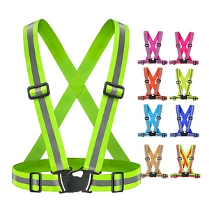 Adjustable highlight light reflective vest outdoor night walking safety vests Cycling Cycling Dwaterproof Water Test Safety Strips 8 Main Men's Vest Sales - №3