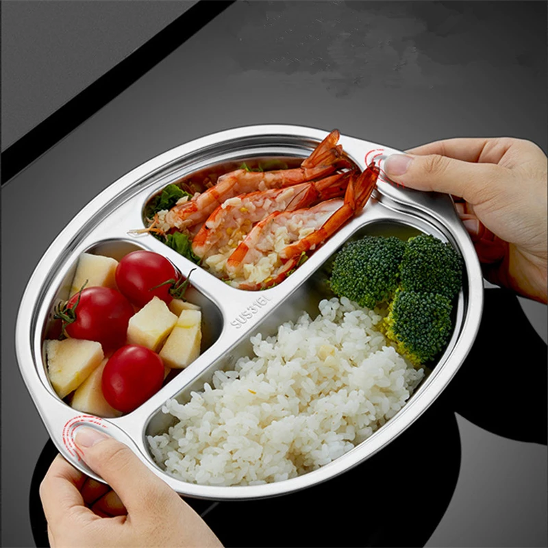 Cartoon Divided Children's Lunch Box 304 Stainless Steel Creative Fast Food Dinner Plate Serving Snack Dishes for Kindergarten