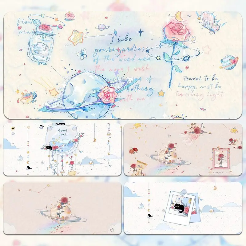 

Flower Stars Smooth Mouse Pad Large Office Desk Mat Waterproof PU Leather Desktop Keyboard Desk Pad Gaming Mousepad Desk Pad