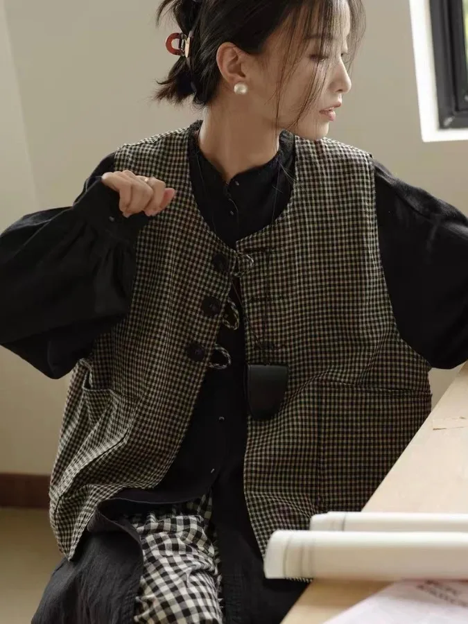 

Женский открытый кардиган в стиле ретро с японским узором, свободный многослойный дизайн больших размеров, осень 2025 Faion, женский жилет