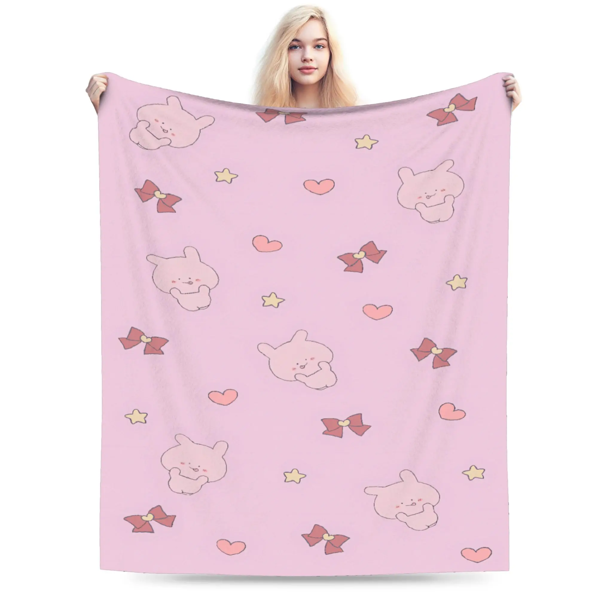 A-Asamimichaan Asleep Cute Asamimi Flannel Blankets Winter  Soft Warm Bedding Throws for Girls Boys Couch Chair Sofa Bed Cover