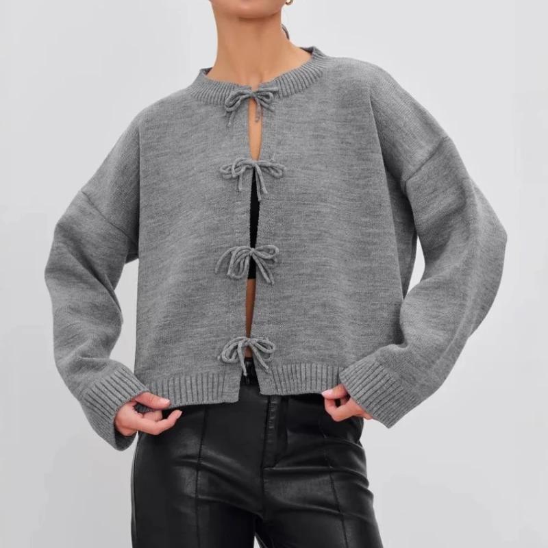 

Women's 2025 Fall/Winter Loose Casual Knit Sweater with Tie Dye Solid Color Pullover