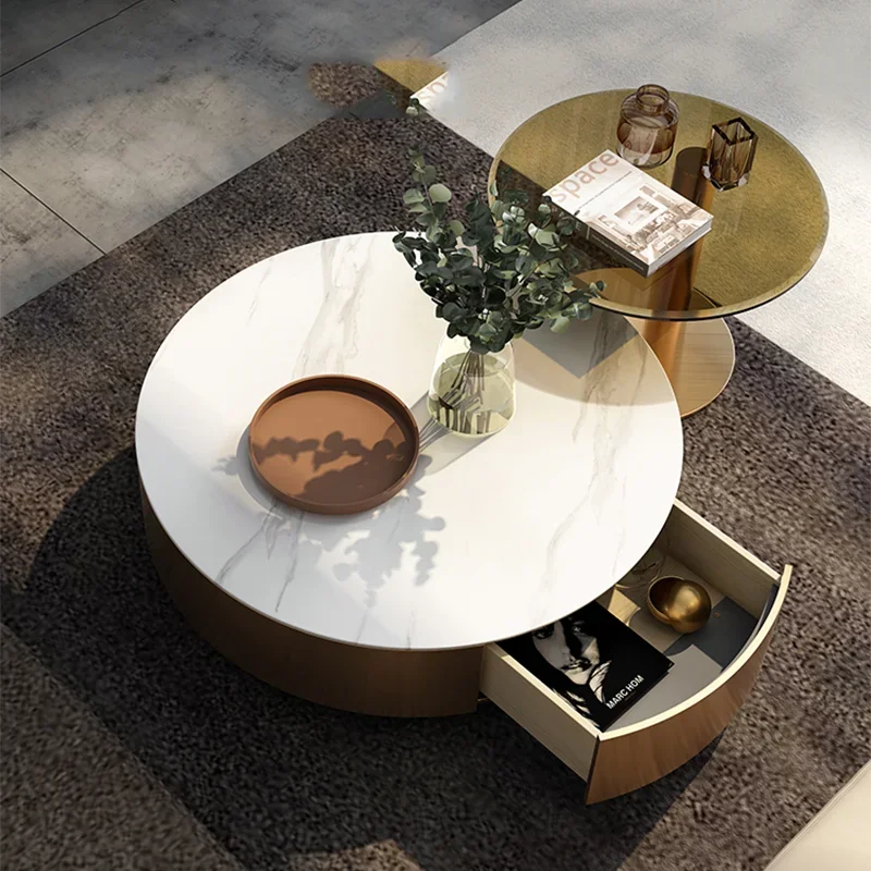 Luxury Round Coffee Tables Center Floor Metal Living Room Designer Dining Coffee Tables Console Side Muebles Home Furniture