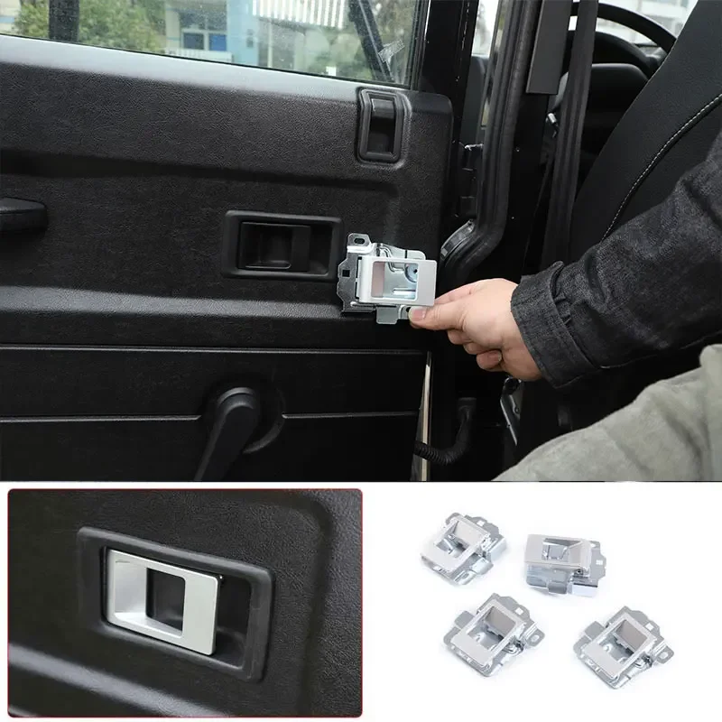 For 2004-18 Land Rover Defender 90 110 aluminum alloy silver car interior door bowl handle decorative cover sticker accessories