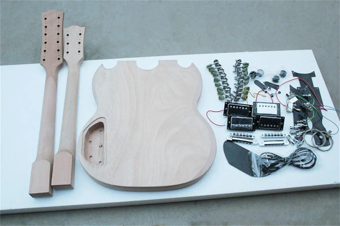 High-end custom two-head electric guitar, semi-finished body, full set of accessories, perforated everything, free shipping