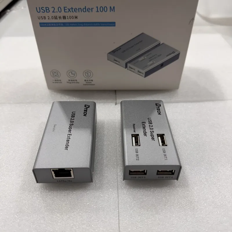 DTECH Plug and Play 100M USB 2.0 Over Ethernet Extender Transmitter and Receiver Kit DT-7014A(CH)