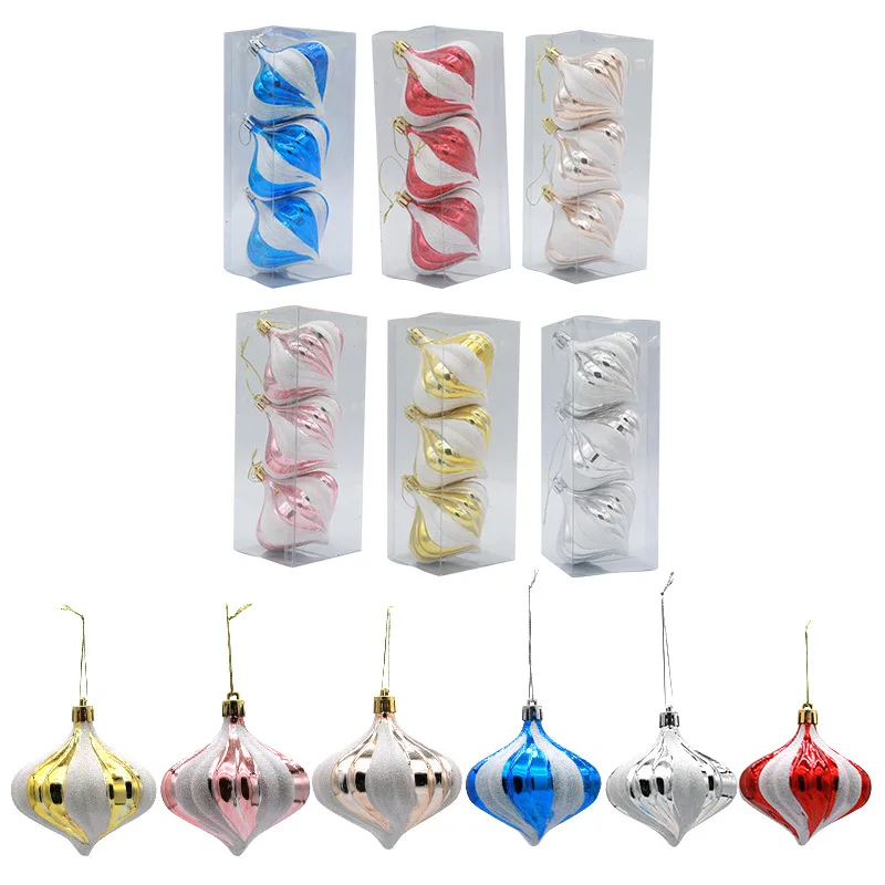 

2022 new onion ball Christmas decoration props Christmas tree pendant home decoration threaded ball car ornament Plastic process