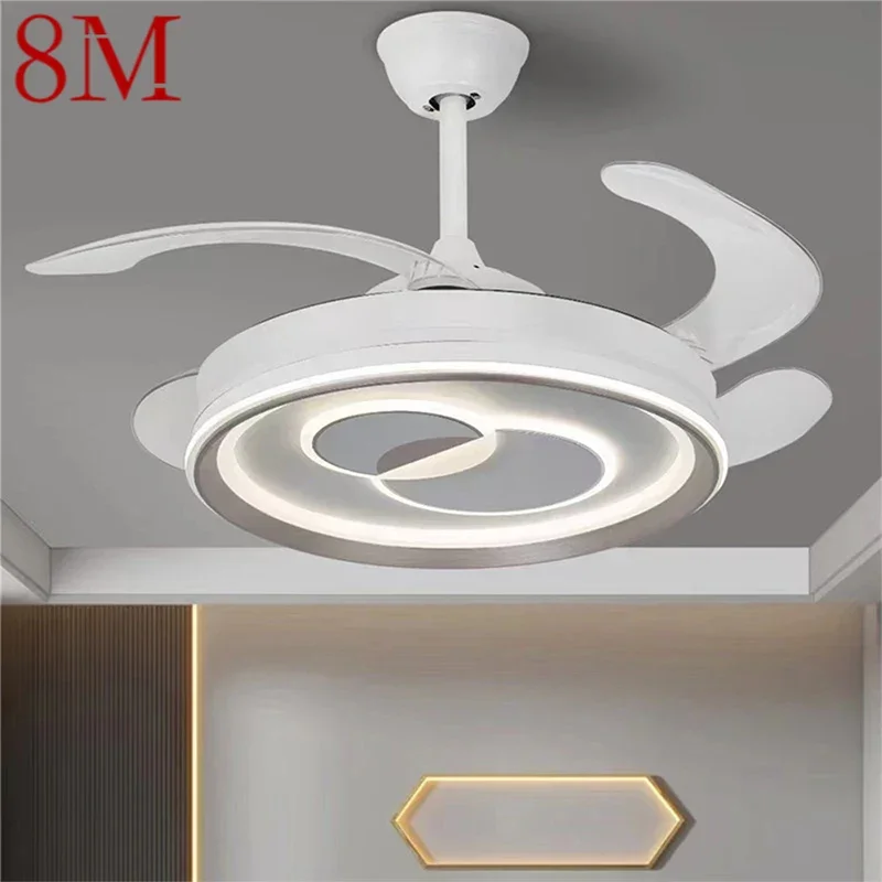 

8M Modern Stealth Fan Light LED Living room Restaurant Bedroom Children's room Ceiling Fan Light Remote Electric Fan Light