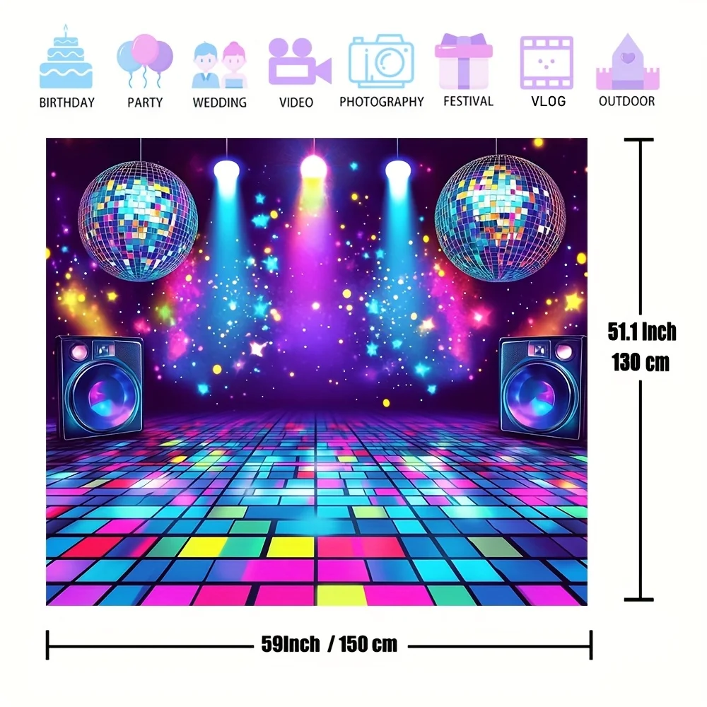 Ein Retro-Partyhintergrund mit 80er- und 90er-Jahre-Motiv – eine lebendige Disco-Tanzszene – Detail 10