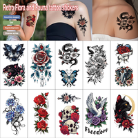 10Pcs/set Vintage flora and fauna tattoo stickers for arm localized body decoration temporary tattoo stickers
