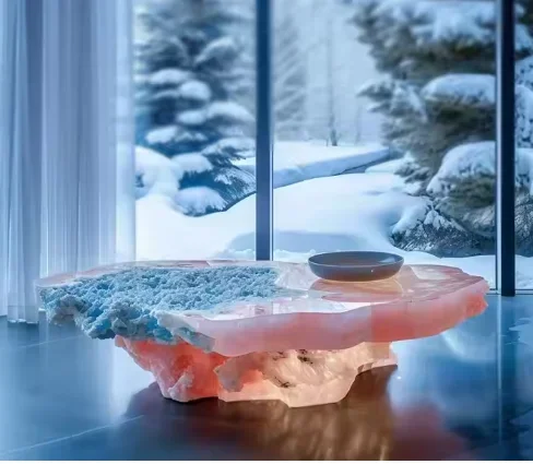 Dining table custom translucent stone marble