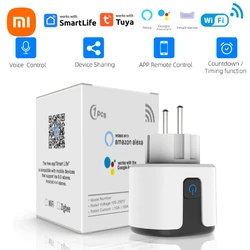 Xiaomi-enchufe inteligente Wifi con temporizador, adaptador de salida de la UE, Monitor de potencia de 16A 20A, funciona con Alexa, asistente de Google Home