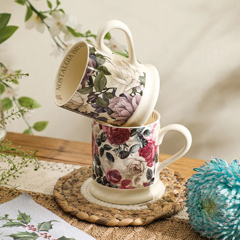 Premium French Vintage Ceramic Mug - Stylish Couple Cup for Coffee & Daily Use