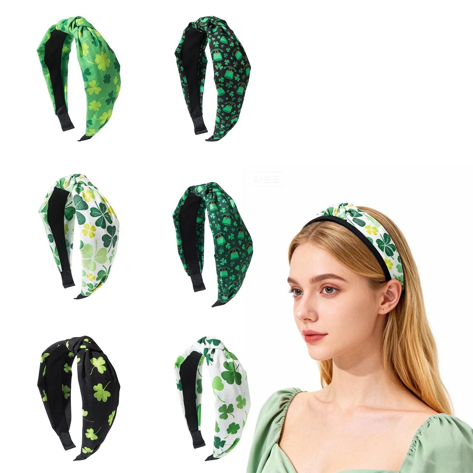 

St. Patrick's Day Themed Wide Headband Kids Fashion Hair Hoop Children Girls Unique Birthday Gifts Festival Party Hair Accessory