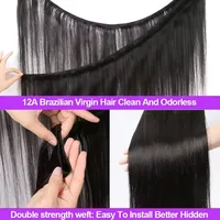 12A Bone Straight Real Human Hair Bundles 30Inch Raw Hair 4 Bundles Indian Hair Weave Extensions For Black Women Nature Black 2