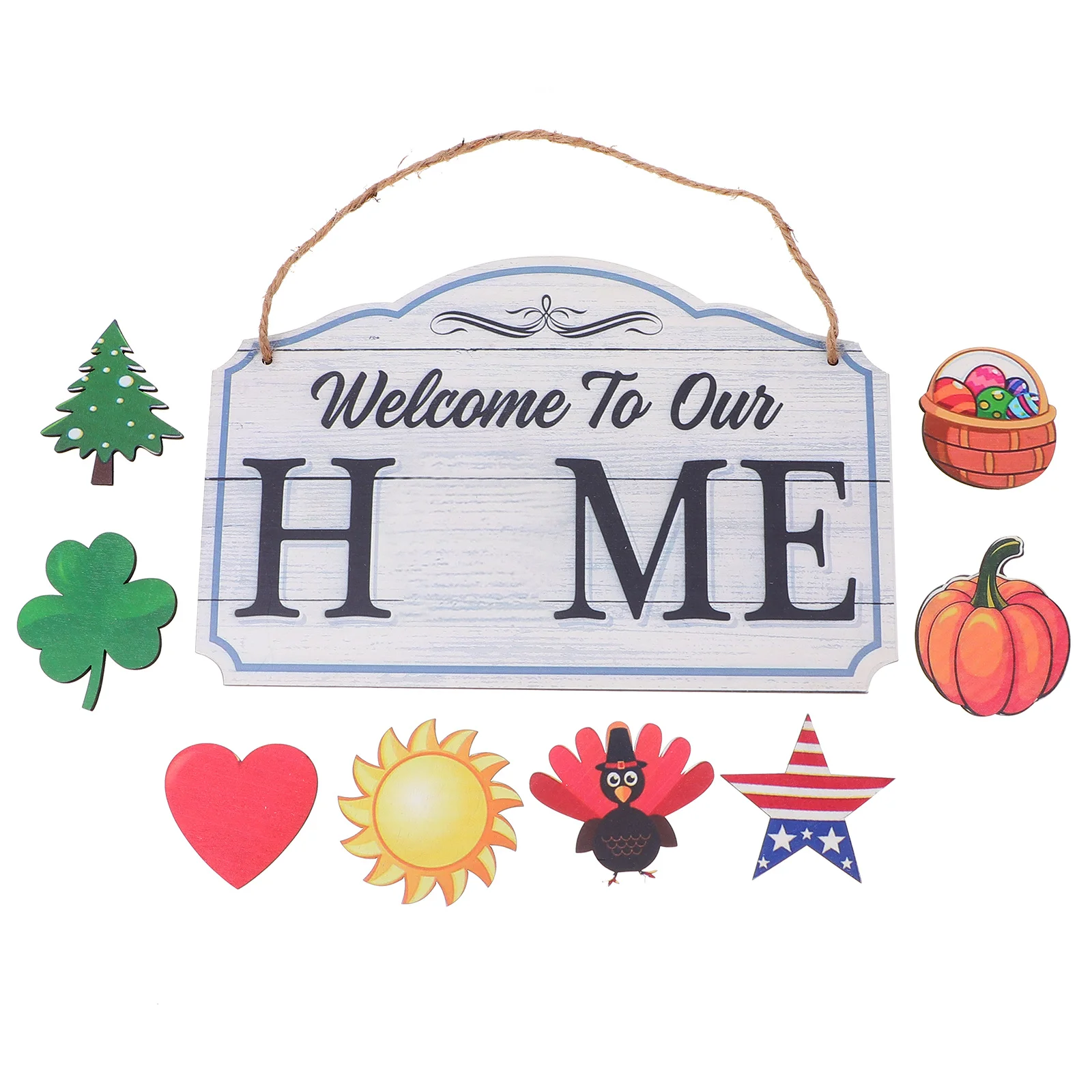 

1Pcs Light Grey Wooden Welcome Board Pendant Hanging Decor for Door Home Wall Party Decoration Door Ornament Hanging Decor