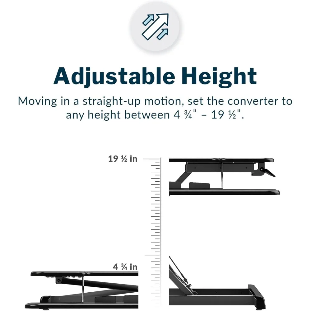 Two-Tier Standing Desk Converter for Monitor & Accessories - Height Adjustable Sit Stand Desk - Fully Assembled Monitor Riser