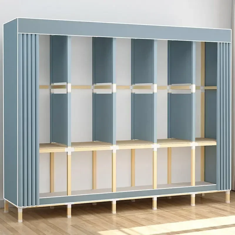 Simple Solid Wood Steel Double Large Rack for Bedroom for Closet Anti-Tip Design Noise Free Durable Build Multi-Purpose Use