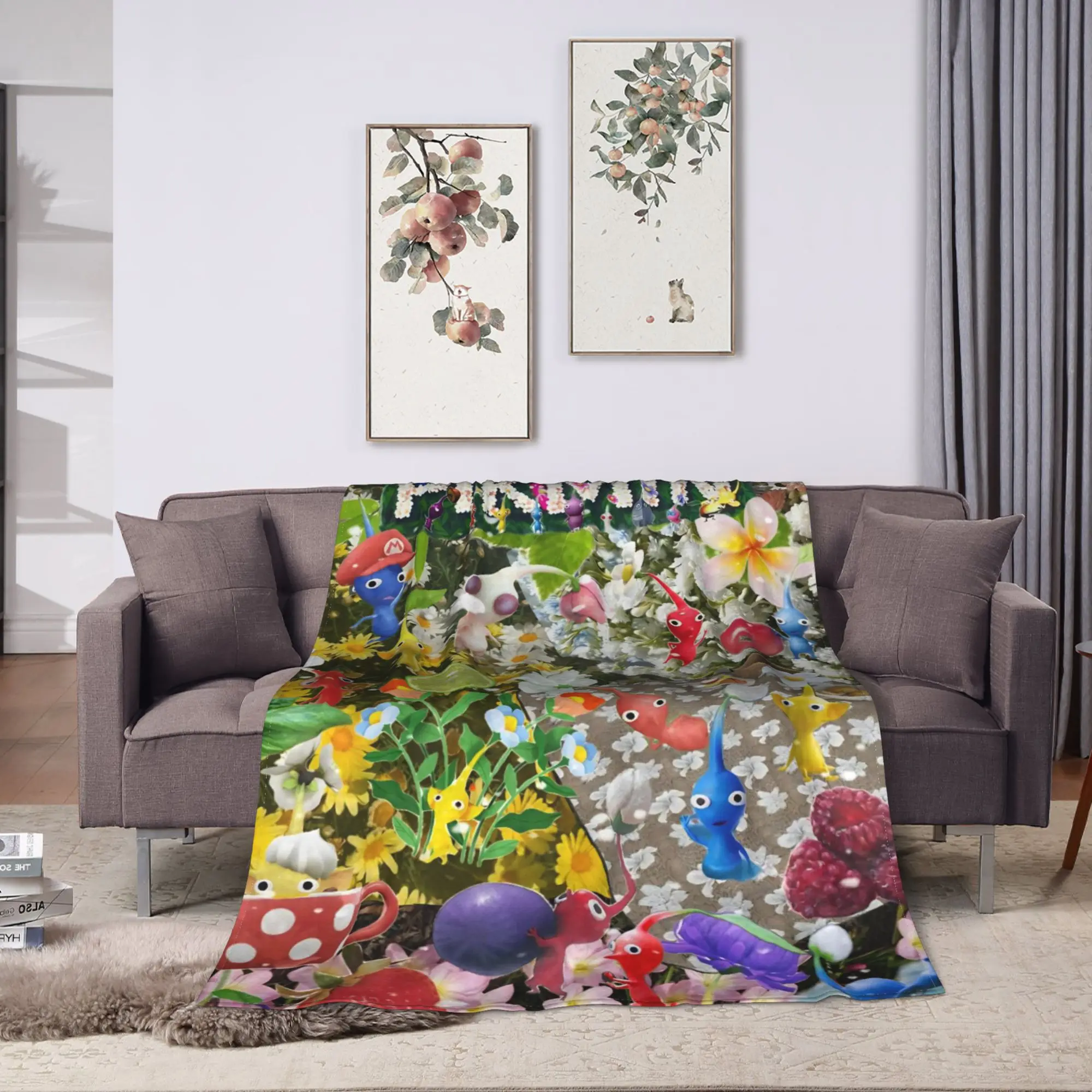 Pikmin Game Blankets Quality Warm Soft  Throw Blanket Autumn Decorative Living Room Funny Bedspread