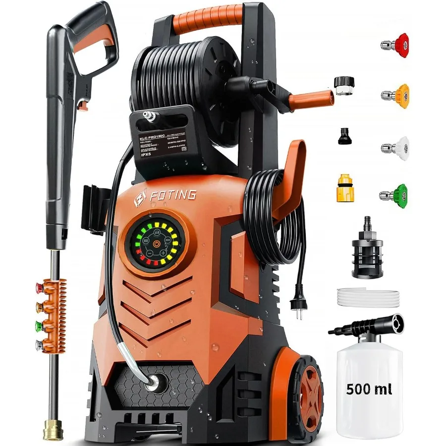 

2026 Upgraded Pressure Washer 5000PSI with Adjustable Touch Screen 8 Level 34 Tall 4 Quick Connect Nozzles Inlet Hose Filter 50