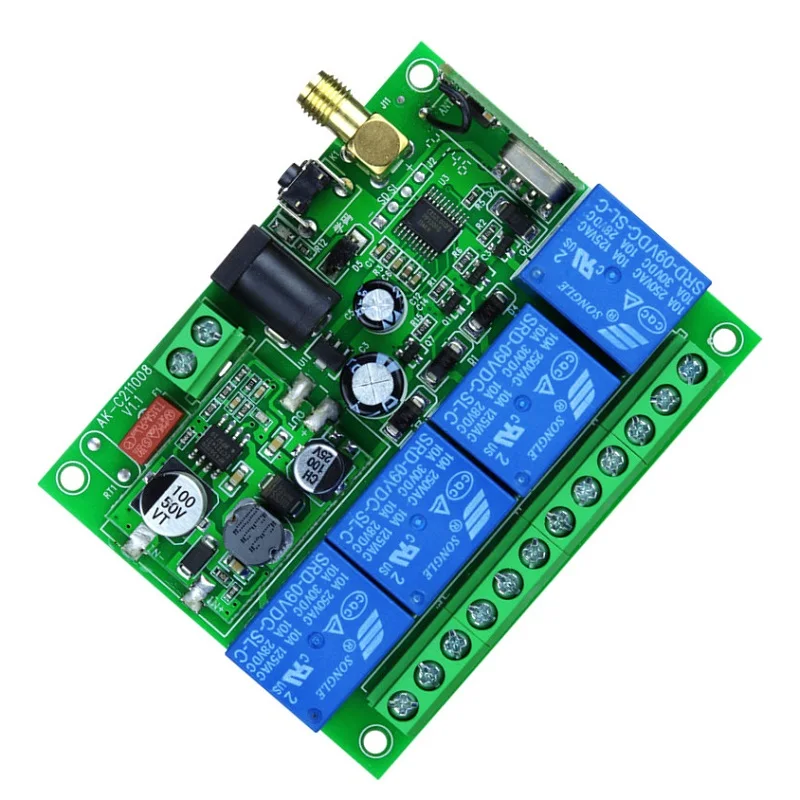 DC12V 24V 36V 4CH Wireless Remote Control LED Light Switch Relay Output Radio RF Waterproof Transmitter And 433MHz Receiver