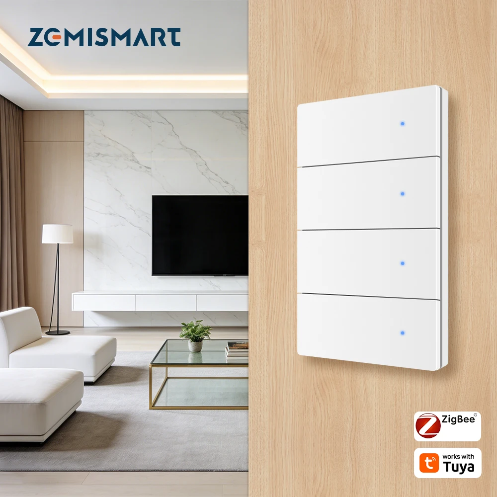 zemismart-zigbeeスマートウォールライトスイッチ-アルミ合金パネル-ニュートラル配線必要-1-2-3-4連対応-tuya-smart-lifeアプリ対応