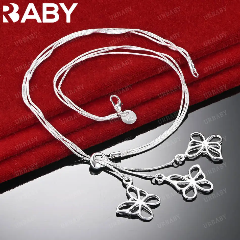

URBABY 925 Sterling Silver 48cm Butterfly Tassel Necklace For Women Charm Trend Birthday Gifts Fashion Party Fine Jewelry