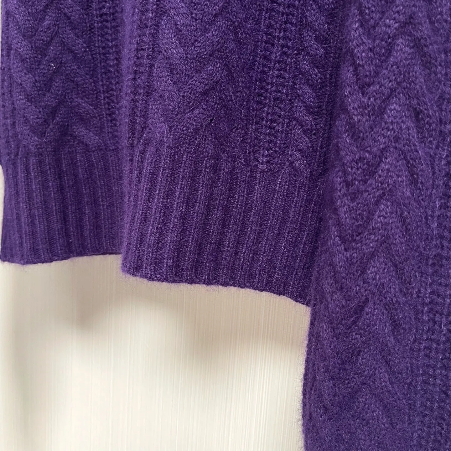 High quality new women's purple round neck sweater Fried Dough Twists sweater top