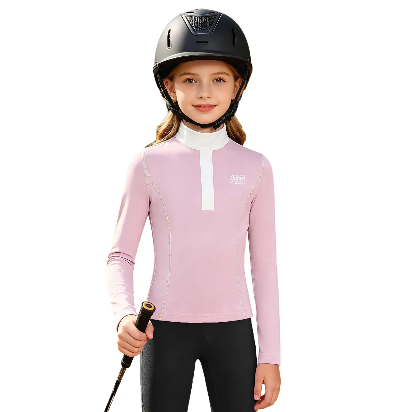 

Kids Girls Equestrian Sports Shirt Tops Horse Riding Clothing Long Sleeve Quick-dry Athletic Top Horsemanship Workout Sportswear