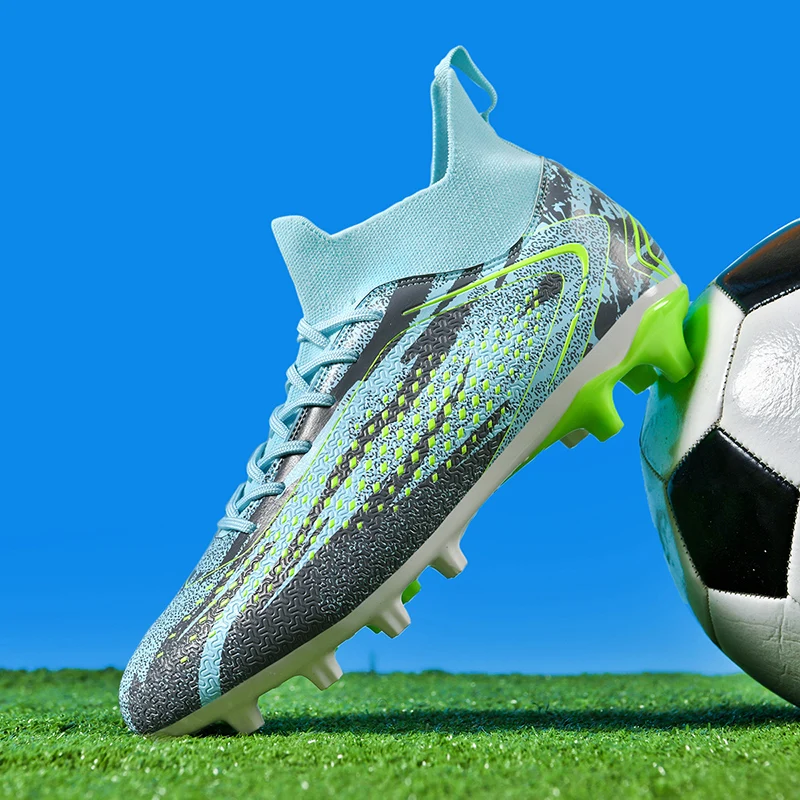 Profissional ag/tf homens sapatos de futebol anti-skid botas de futebol masculino unhas longas crianças grama campo treinamento tornozelo tênis de futebol