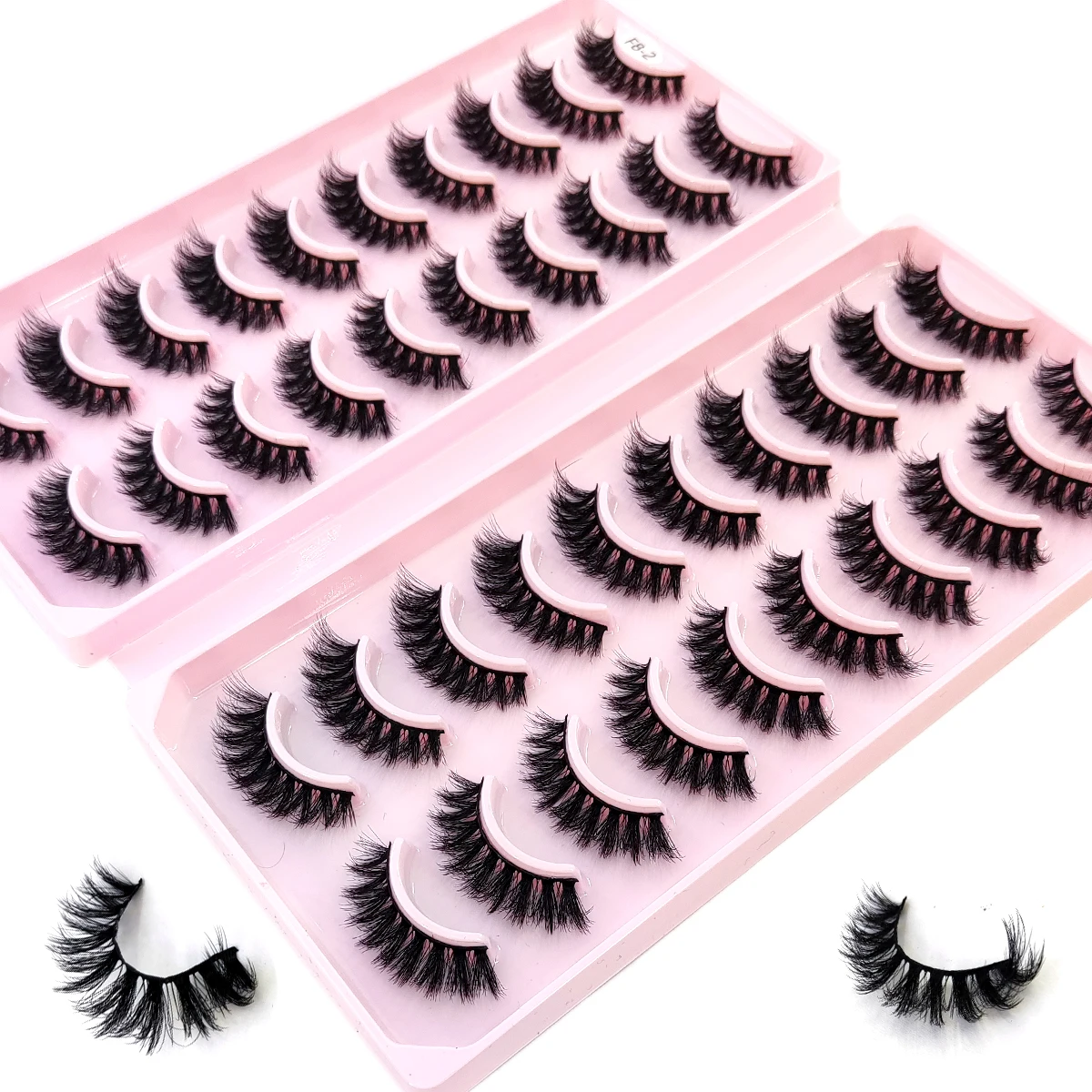 جديد 20 زوجًا من رموش المنك الصناعية رموش المنك الرقيقة طويلة الأمد رموش مجعدة درامية وصلات سميكة وطويلة